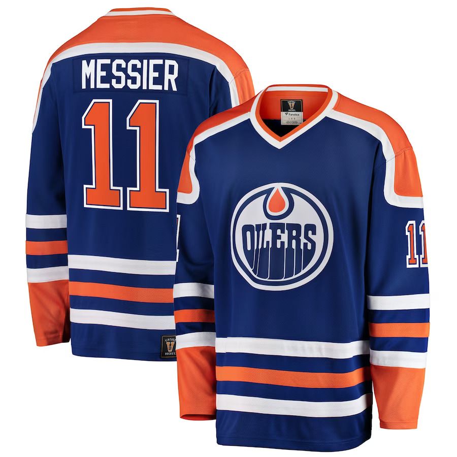 Men Edmonton Oilers 11 Mark Messier Fanatics Branded Blue Premier Breakaway Retired Player NHL Jersey